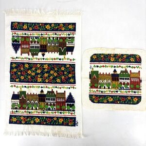 1970s Dish Towel & Dishcloth‎ Set by Sayco Kitchen Towels Row Home Country Town